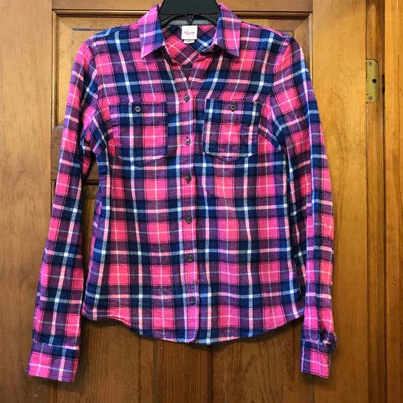 Mossimo Supply Co. Tops - Mossimo Pink and Blue Flannel